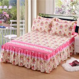 Jupe de lit 3 pièce/ensemble drap de literie Textile de maison drap plat en Polyester moderne couvre-lit avec taie d'oreiller bande de jupe de lit 230314
