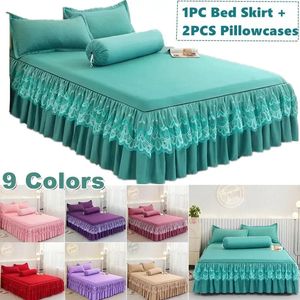 Jupe de lit 9 couleurs jupe en dentelle à volants couvre-lit textile à la maison jupe de lit solide couvre-lits couvre-lits draps housse de poussière literie 231205