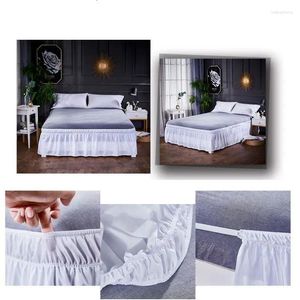 Jupe de lit en dentelle de Style américain, simple sans Surface, taille double, couleur unie, bande élastique, jupes de 40cm de hauteur