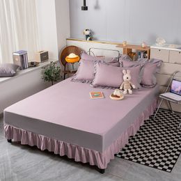 Jupe de lit jupe de lit couvre-lits pour volants doubles taille de drap ensemble de literie Queen protège-matelas dans la couverture de chambre à coucher élastique cuivre 230314