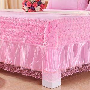 Bedrok Bedrok Effen dekbedovertrekken bed gewatteerd roze kanten sprei kanten laken kussensloop Meerdere maten beschikbaar #sw 231013