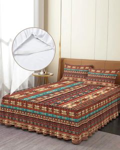 Bedrok Boheemse kunst Geometrische grafische afbeeldingen Elastisch ingerichte sprei met kussenslopen Matrashoes Beddengoed Set Laken