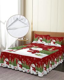 Bedrok Kerstsneeuwman Boom Robin Elastisch ingerichte sprei met kussenslopen Matrashoes Beddengoedset Laken