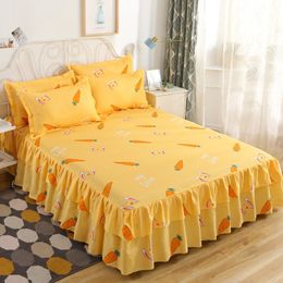 Jupe de lit Classic Imprimé à double calque Polyester non glissant Spread 3PCS / Set Pastoral King Queen Size Fichet avec taie 221205