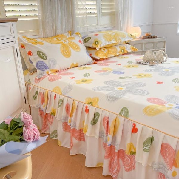 Jupe de lit couvre-lit en dentelle Double couche matelas anti-poussière avec housse de Protection de sangle bordure de Style 1.5/1.8 m/2 m