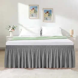 Falda de la cama Ruffles elásticas Bedskirt suave y cómoda envoltura alrededor de la cubierta resistente al desvanecimiento sin superficie covre protector