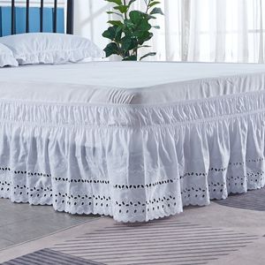Jupe de lit Artisanat raffiné - Literie plissée de 15 pouces de haut calibre, broderie plissée, tissu durable magnifique blanc absolument délavé 230330