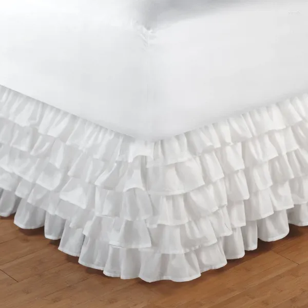 Jupe de lit en dentelle feuille de Lotus à cinq couches, couvre-lit élastique plissé avec plateforme, housse de protection anti-poussière