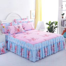 Jupe de lit Floral élégant jupes de lit ponçage dentelle couvre-lit chambre anti-dérapant matelas couverture jupe couvre-lits lit deux couches décoré couverture 231019