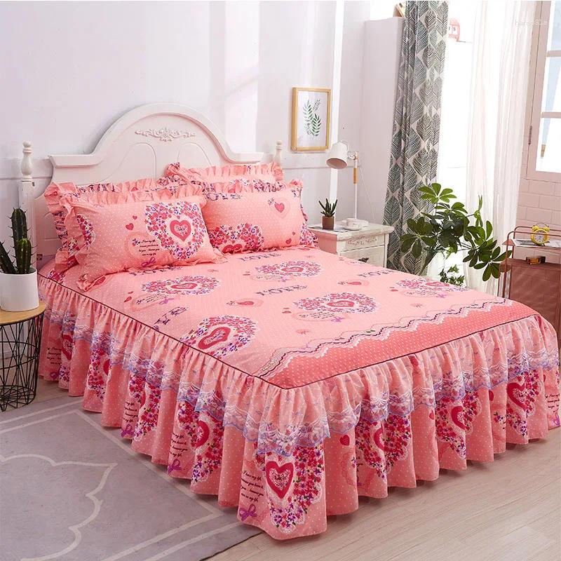Bed Skirt Floral Home Summer Sheets Bedding Non-Slip Mattress Cover Single Double Breathable Individual Pillowcase