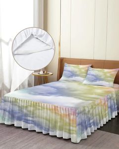 Jupe de lit, nuages abstraits progressifs, couvre-lit élastique avec taies d'oreiller, housse de protection de matelas, ensemble de literie, drap