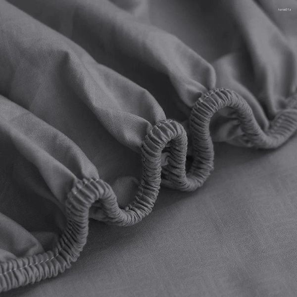 Faldón de cama Funda de colchón gris El Sábana ajustable Fundas de algodón cómodas Protector puro protector