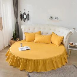 Jupe de lit en pur coton de haute qualité, couvre-lit rond, drap de 200cm, couleur unie, sans taie d'oreiller