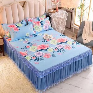 Jupe de lit El, couverture de matelas, couvre-lit décoratif en dentelle, drap de lit antidérapant, protecteur de chambre à coucher