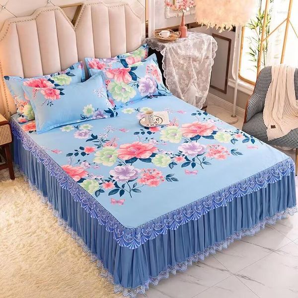 Falda de cama, Funda de colchón para el hogar, colcha de encaje, Sábana decorativa, Protector antideslizante para dormitorio