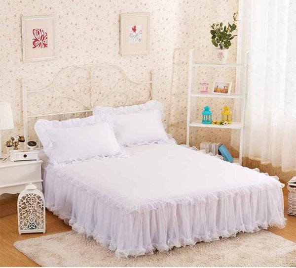 Jupe de lit en dentelle blanche, 13 pièces, couvre-lit, drap de princesse, literie romantique, couvre-lit, cadeau pour filles, 150x200180x8471397