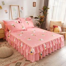 Jupe de lit coréen princesse vent ménage minimaliste antidérapant le couvre-lit à double couche