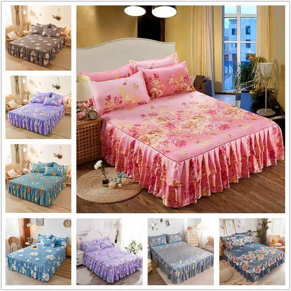 Jupe de lit en dentelle, drap de lit, jupe, imprimé Floral, couvre-lit simple/Queen/King, couvre-lit sur la taie d'oreiller, besoin de commander 231007