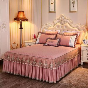 Jupe de lit Lace Broided Bed Jirt Tapis matelots Luxury Prépare-lit Single Double Queen King Size Liber