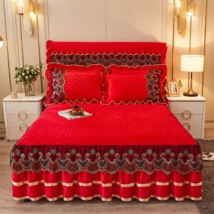Jupe de lit couvre-lit en dentelle de luxe sur le lit épais maison draps de style jupe de lit broderie coton couvre-lit de style européen 231130