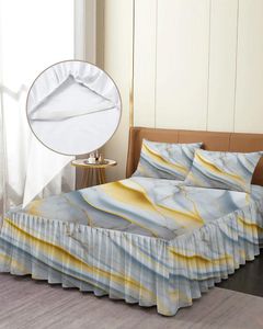 Jupe de lit Texture marbre gris, couvre-lit élastique avec taies d'oreiller, housse de protection de matelas, ensemble de literie, drap
