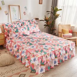 Bed rok polyester bloemen bedrok rok matras deksel 1 pc queen/ king size vier seizoenen stofdichte beddecoraties bloemen planten bedrukt bed 230424