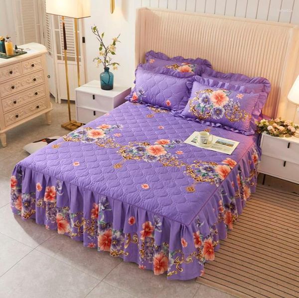 Jupe de lit matelassée épaisse avec couverture en coton, Textile, couvre-lit, garde au chaud, drap, taie d'oreiller, F0378, hiver