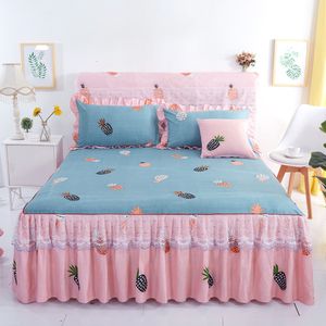 Couvre-matelas antidérapant pour chambre, jupe de lit, s'étend à deux couches, motif floral, ponçage, dentelle élégante décorée, 221205