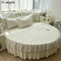 Jupe de lit des draps ronds épaisses matelanges avec coton en coton doux / confortable couvre-lit en dentelle.