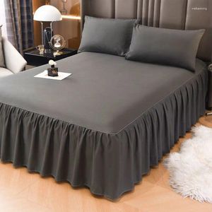 Jupe de lit une pièce antidérapante, couleur unie, drap-housse, Protection de matelas, taie d'oreiller, literie