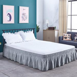 Jupe de lit de couleur unie, couverture de bande élastique à enrouler pour la maison, sans Surface, décor de literie extensible