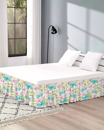 Jupe de lit printemps aquarelle fleur papillon jupe de lit élastique jupe de lit tendue jupes d'emballage de lit décor à la maison jupe de lit 231019