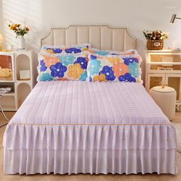 Falda de cama gruesa, Funda de colchón antideslizante, protector de cama de princesa, decoración de sábanas para dormitorio y hogar