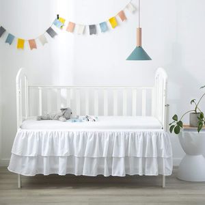 Falda de cama de dos capas con volantes para niños, cubierta de cuna para bebé, Couvre Lit Home, hoja para habitación extendida 221205