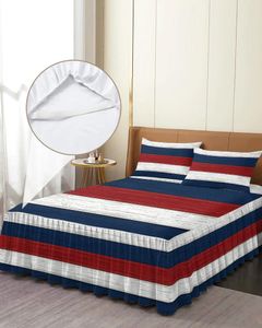 Jupe de lit Vintage ferme grange rouge bleu blanc, couvre-lit élastique avec taies d'oreiller, housse de matelas, ensemble de literie, drap