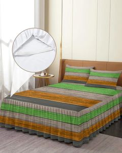 Jupe de lit Vintage ferme grange bois vert, couvre-lit élastique avec taies d'oreiller, housse de matelas, ensemble de literie, drap