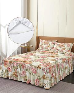 Jupe de lit vintage feuille de fleurs