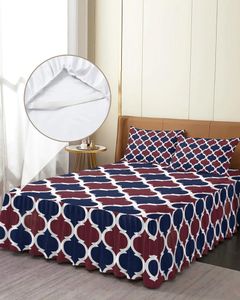 Jupe de lit Vintage motif marocain, couvre-lit élastique avec taies d'oreiller, housse de protection de matelas, ensemble de literie, drap