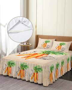 Jupe de lit Vintage texturé ferme carottes, couvre-lit élastique avec taies d'oreiller, housse de matelas, ensemble de literie, drap