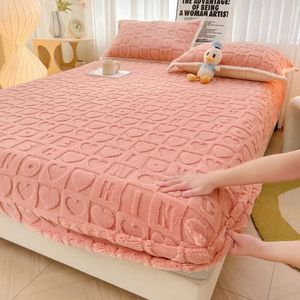 Bedrok Winter Effen Jacquard Warm en comfortabel Elastisch hoeslaken Verdikte pluche matrasbeschermerhoes antislip 231204