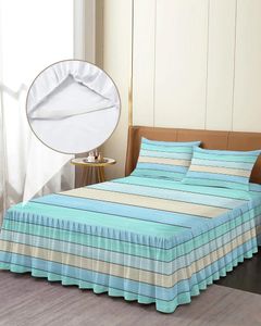 Jupe de lit en Grain de bois, couleur bonbon, couvre-lit élastique avec taies d'oreiller, housse de matelas, ensemble de literie, drap