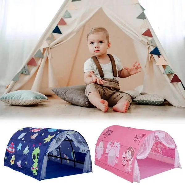 Tente de lit avec poche intérieure Camping tente pliante avec moustiquaire Portable bébé Playhouse espace d'intimité sommeil tente confortable pour les enfants 240109