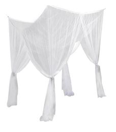 Literie canopée pleine grandeur moustique net poteau de lit rideau à poussière reine roi décoration net net 4 coin polyester blanc3369451