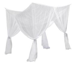 Literie canopée pleine grandeur moustique net poteau de lit rideau à poussière reine roi décoration net net 4 coin polyester blanc4332582