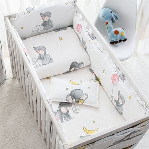 Bedding Cotton Cartoon Crib Bumper Linens Protective Case Cot Sheet Infant Pillowcase Baby Bed Set 201210