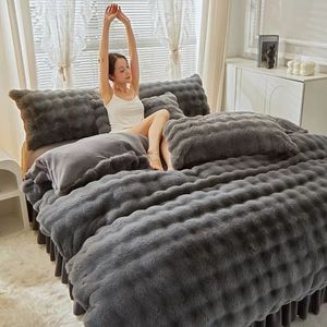 beddengoed Dubbele dikke melkkoraalfluwelen designer beddengoedsets shaker flanel geborstelde lakens