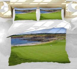 Bedding dekbedoverdeksel Set 3 -delige set 9th Hole bij Pebble Beach Golf Links in Monterey Home Luxury Soft Duvet Coverter Cover Twin2843063345