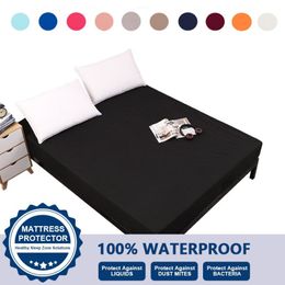 Beddengoed Hoeslaken Waterdicht Machinewasbaar 100% Polyester Klassiek Effen Kleur Amerikaanse standaard Koning Koningin Full Twin VT2417261e