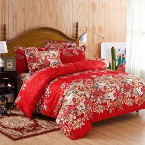 Beddengoed vier delige set herfst winter matched print quilt dekbedbed