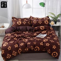 Bedding Set 4Pcs Set Style Bed Sheet Pillowcase Duvet Cover Sets Stripe Aloe Cotton Bed Set Home Bed Textile Products LJ201127268O